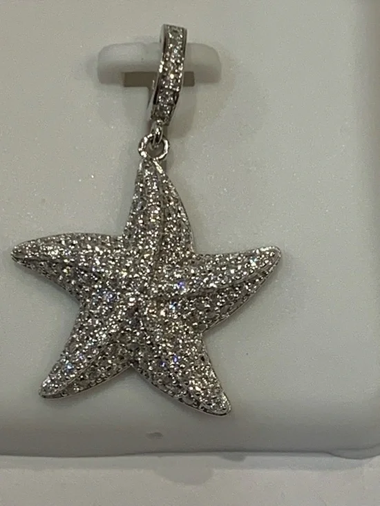 Sterling Silver .925 & Moissanite 1.50 CTW Starfish Pendant - Picture 3 of 10